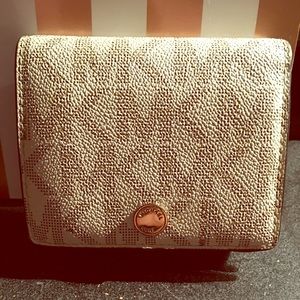 Michael Kors White and Tan bifold wallet
